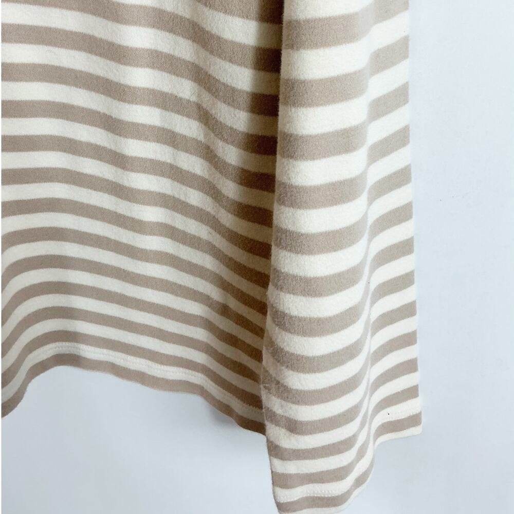 Appleseeds Womens Turtleneck Shirt Striped Tan Cream Beige 100% Cotton Large - Picture 2 of 6